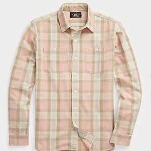 Double RL RRL Ralph Lauren Canvas Plaid Farrell Workshirt
 in Pink Multi Medium